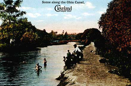 Postcard depicting a scene along the Ohio Canal