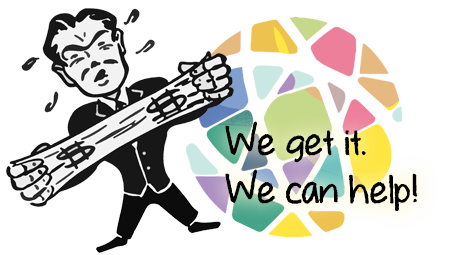 Stretch-a-buck guy, a retro cartoon of a man stretching a dollar bill.